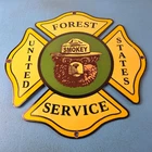 Vintage Forest Service Sign - Smokey Bear Advertising Gas Porcelain Sign