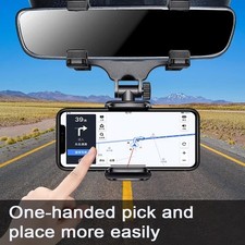 Universal 360 Rotation Car Rear View Mirror Mount Stand GPS Cell Phone Holder US