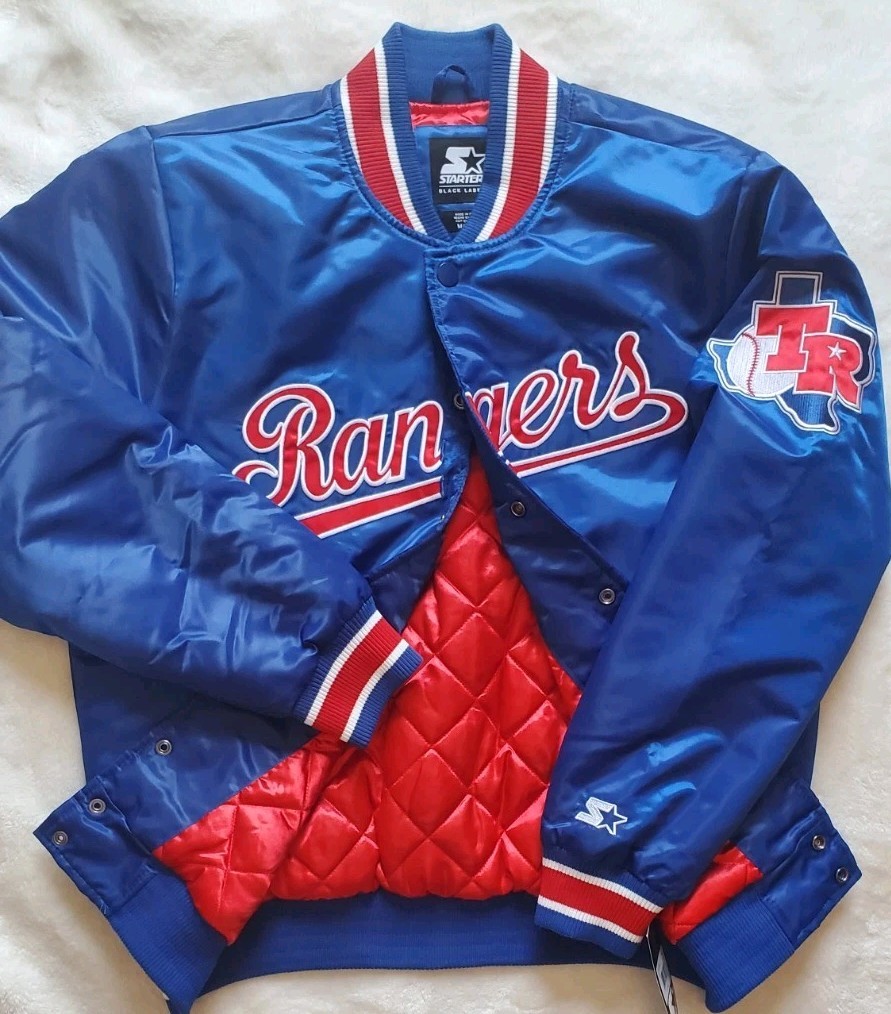 Texas 🇨🇱 Rangers Black Label Starter Jacket Quilt Lined Full