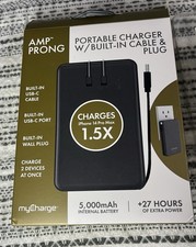 myCharge Amp Prong 5000mAh/12W Output Power Bank with Integrated Cable - New