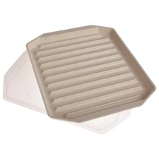 Microwave Safe Covered Plastic Bacon Rack with Lid, White, 2 Pieces
