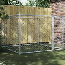 Dog Cage Grey Galvanized Steel 6.6x6.6x4.9 ft Durable Dog Cage vidaXL