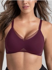 HoneyLove Crossover Wireless Mesh Trim Bra Sz Large Maroon Comfort