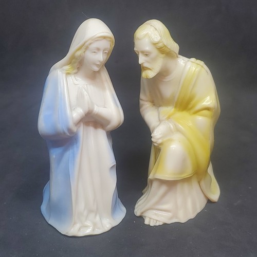 VINTAGE PLASTIC HOLLOW NATIVITY FIGURES Mary and Joseph Replacement Pieces - Picture 1 of 7