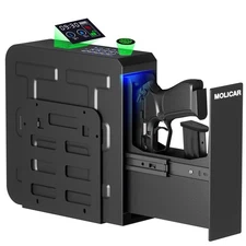 Biometric Slider Safe with LCD of Temp Humidity Battery, Mounted Single Bedsi...