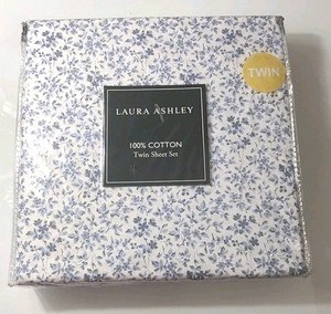 NEW Laura Ashley Tierney Blue Twin Size Sheet Set