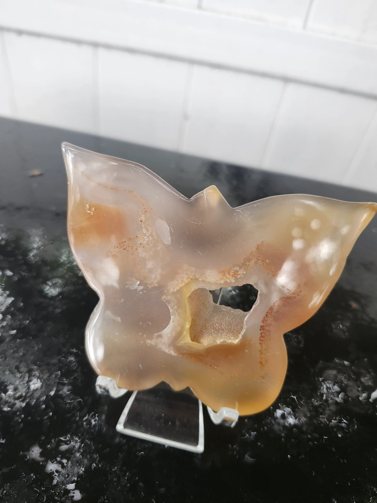 Druzy agate butterfly! 5 ounces, 4 inches wide, 3 inches tall
