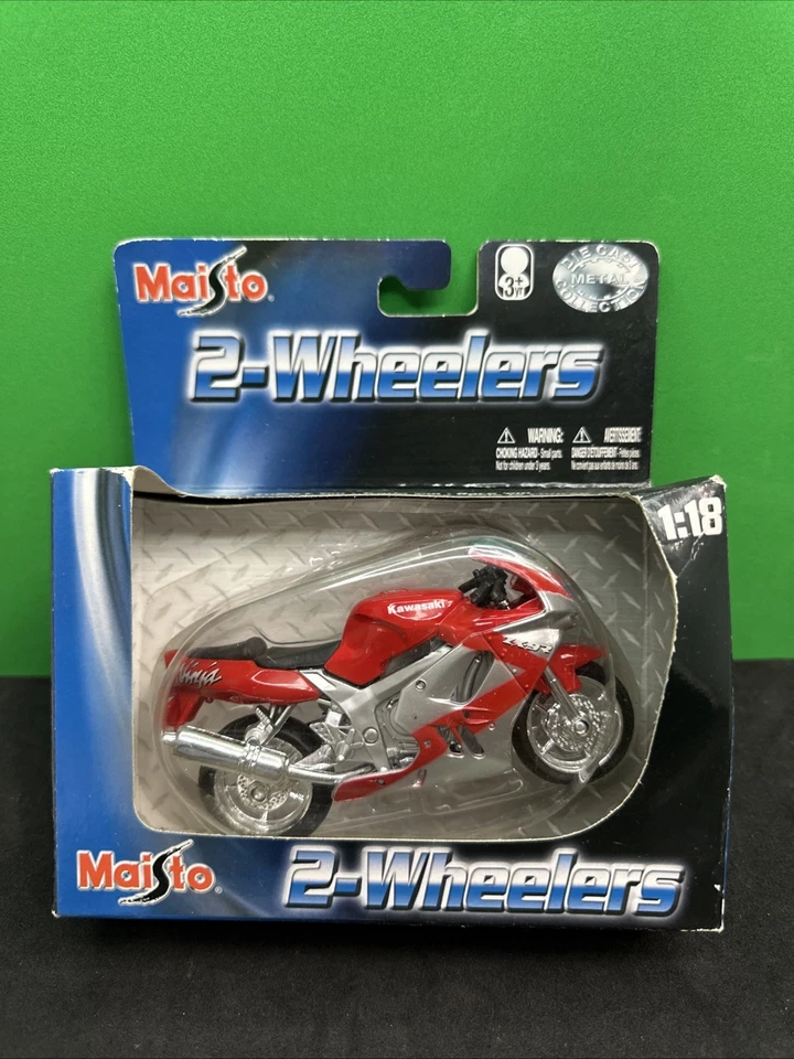 Maisto 2005 Kawasaki Ninja ZX9R rojo/plateado 1/18 diecast motocicleta réplica nueva en caja Foto 2 de 4