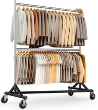 550 LBS Commercial Garment Rack with Wheels Rolling Portable Z Base for Bedroom