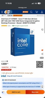 Intel  Core  i7-14700KF Processor 20 cores (8 P-cores + 12 E-cores)