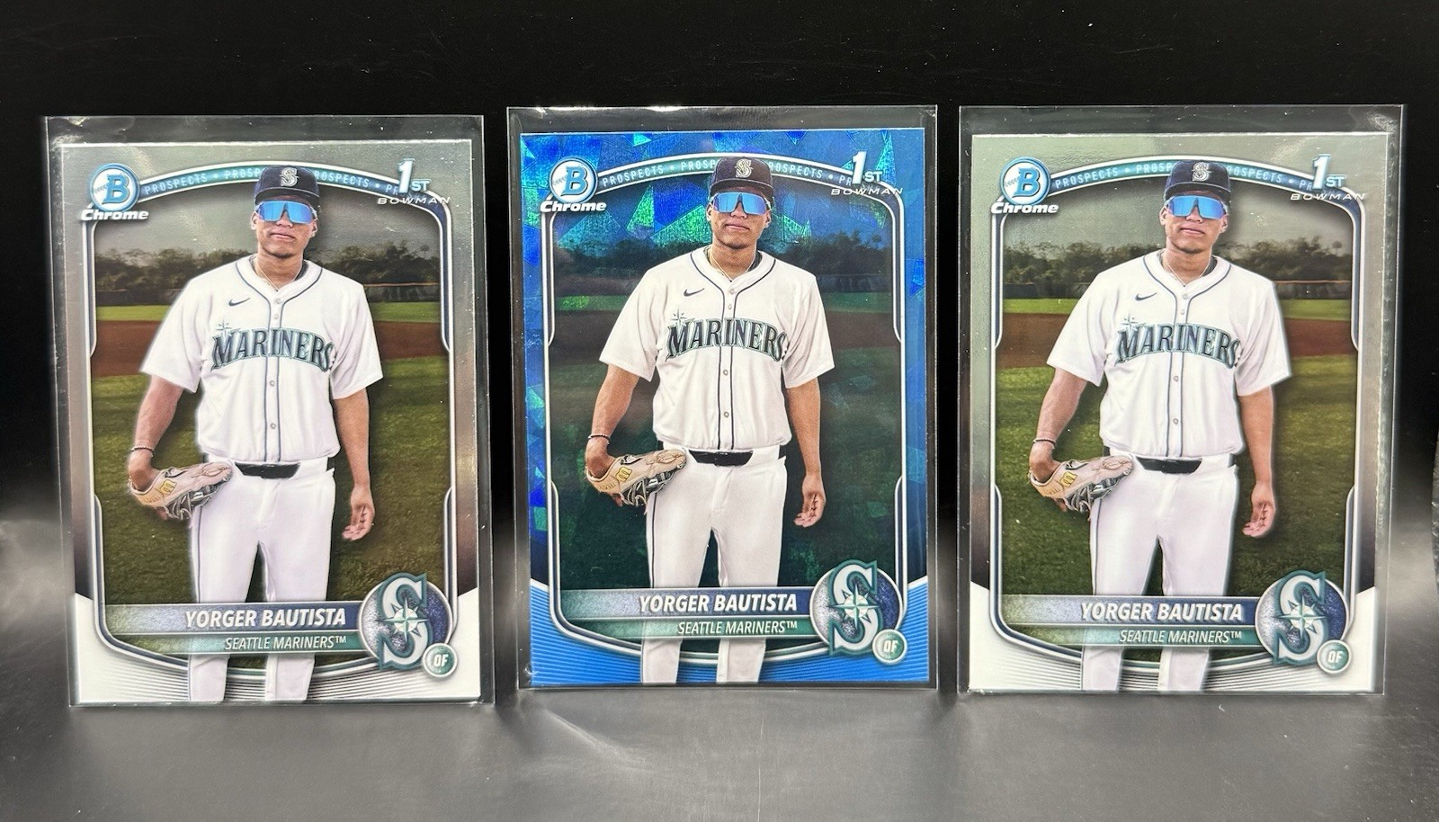YORGER BAUTISTA 2025 BOWMAN CHROME 1ST SAPPHIRE MARINERS & 2 Base Chrome
