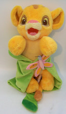 Disney Babies Lion King Plush Baby Simba with Leaf Blanket Disney Parks 10"