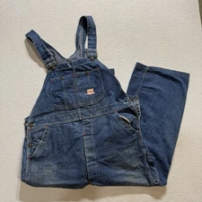 Vintage Square Bak Penney's Pay Day Distressed Sanforized Denim Overalls