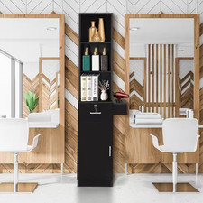 Locking Wall Mount Barber Salon Station, Hair Salon Storage Cabinet Beauty Salon