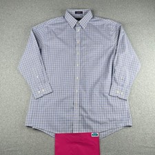 Stafford Performance Super Shirt 17 Blue Plaid Button Up Long Sleeve Mens