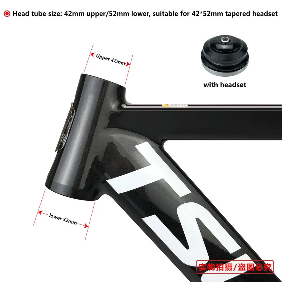 Racing Fixed Gear Bike Frame Fork Bicycle Bicycle Frameset Single Speed Headset - Image 3 of 4