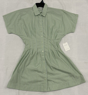 Women s Free Assembly Mint Green Striped Corset Mini Shirt Dress XS NWT