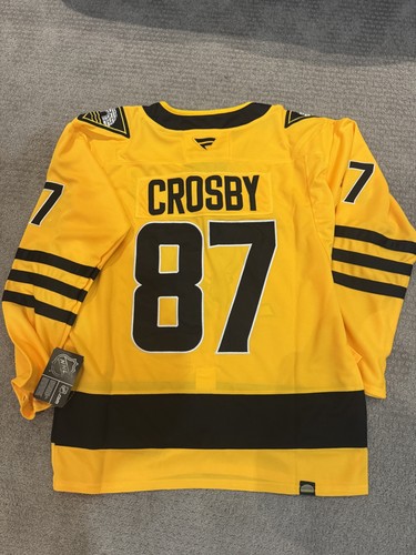 Sidney Crosby Pittsburgh Penguins Yellow and Black Jersey Mens Size Small (46)