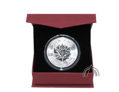 Burgundy Box for 1oz Silver Maple Leaf Coin in Direct Fit Air Tight Capsule