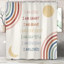 Rainbow Shower Curtain for Kids, Inspirational Quotes Shower Curtain Set for ...