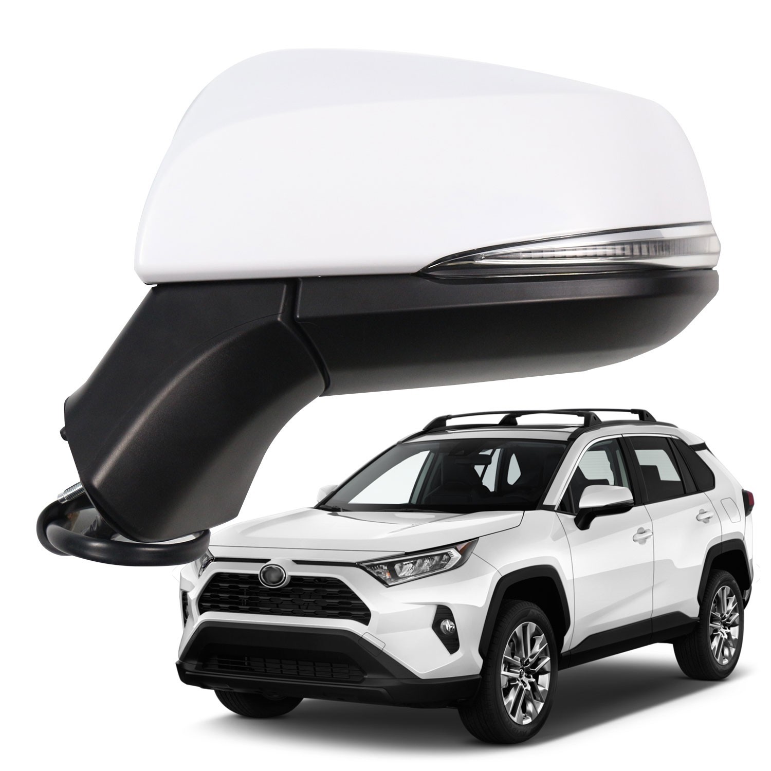 Left Driver Side Mirror For 19-23 Toyota RAV4 Power With Turn Signal Lamp BSM