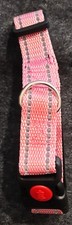 Small Size Dog Collar. Pink With Gray Stitching. 16" Long X 3/4" Wide.