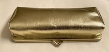 Vintage Metallic Shiny Gold w/ Red Lining Kiss-Lock Closure Clutch Bag Purse 7"