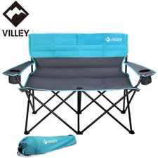 VILLEY Double Camping Chair Heavy Duty Portable Foldable Camp Chair w/Carry Bag