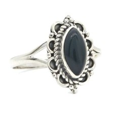 925 Sterling Silver Marquise Shaped Black Onyx 100 Genuine Handmade Ring