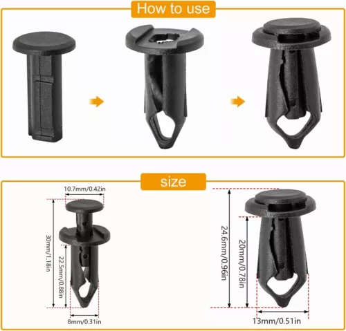 For Nissan Body Bolts & U-nut Clips M6 Engine Under Cover Splash Shield Guard - Bild 2 von 8