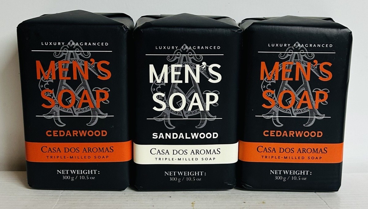 3-Pack Casa Dos Aromas ~ Cedarwood & Sandalwood Triple Milled Bar