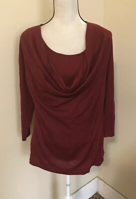 Coldwater Creek Sweater Dark Red Medium Duet 2 in 1 NWT Wool Cashmere Blend