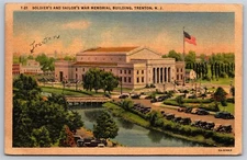 Trenton New Jersey Linen Postcard Soldiers And Sailors War Memorial Building 
