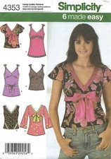 Simplicity 4353 Bias Cut Tiny Tops & Tunics w Trim Variations Sz 6-14 UNCUT OOP