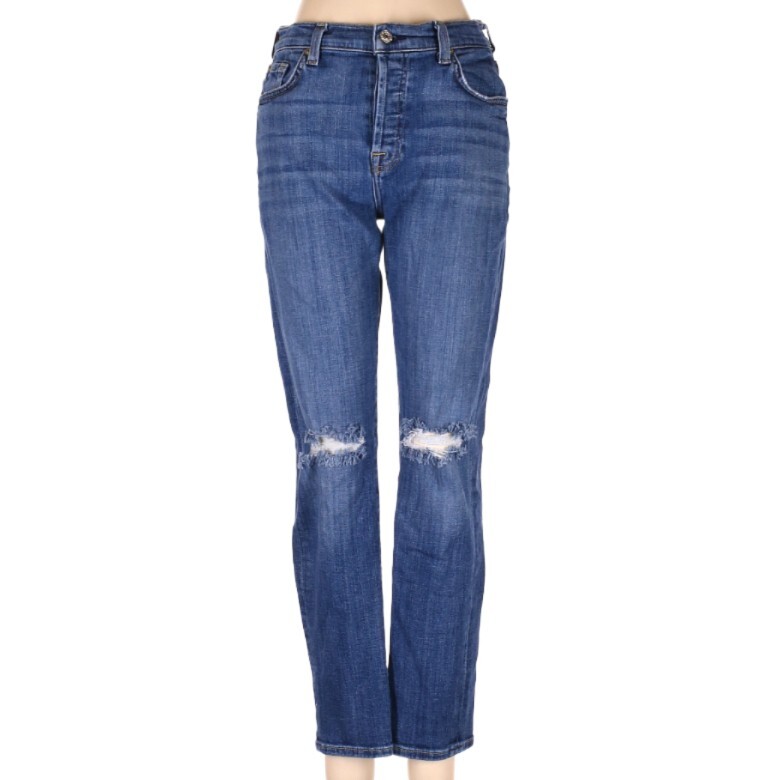 7 For All Mankind Josefina Jeans Womens 26 Distressed Medium Wash High Waist