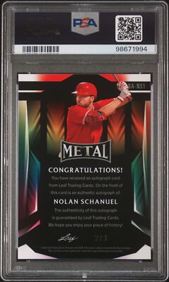 2023 Leaf Metal Green Crystal Auto #BANS1 Nolan Schanuel #/3 PSA 
