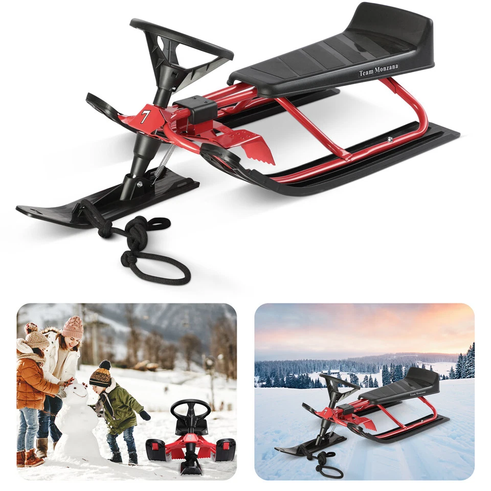 monzana® Schlitten Bob Lenkschlitten Lenkbob Kinderschlitten Rodel Ski Farbwahl - Bild 3 von 4