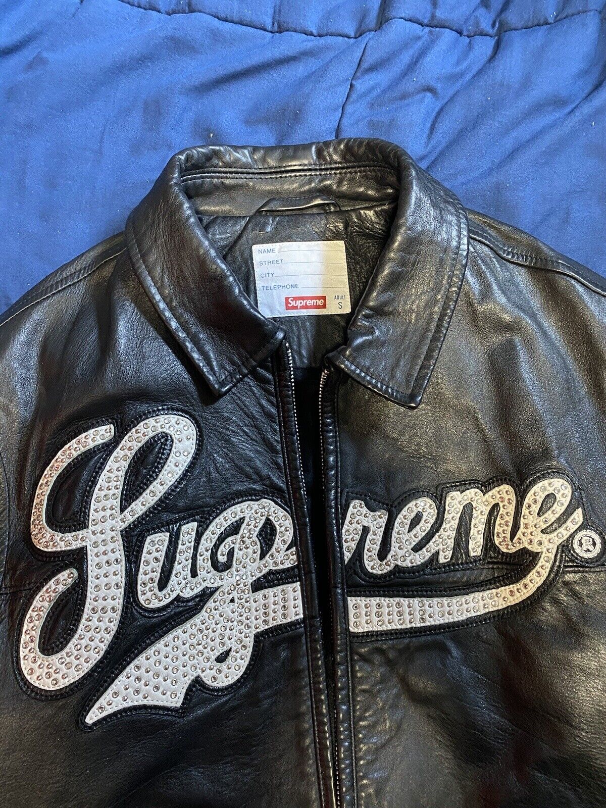 Supreme 2016 SS Supreme Uptown Studded Leather Varsity Jacket