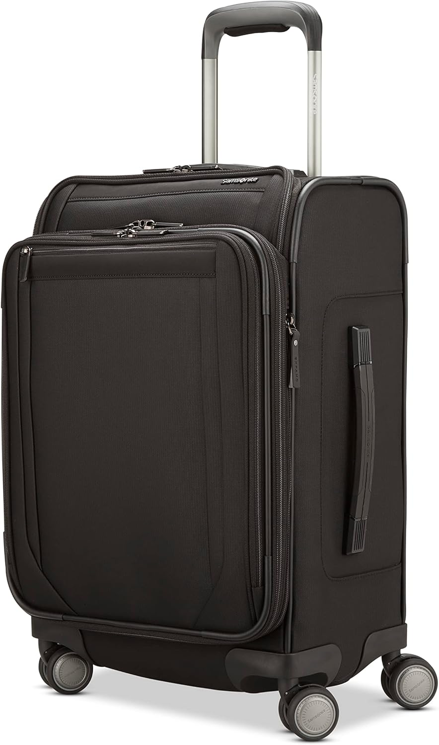 Lineate DLX Softside Expandable Carry-On Spinner Luggage in Black  