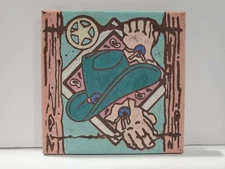 Vintage 1995 Earthtones The Western Man Ceramic Terra Cotta 4" Tile