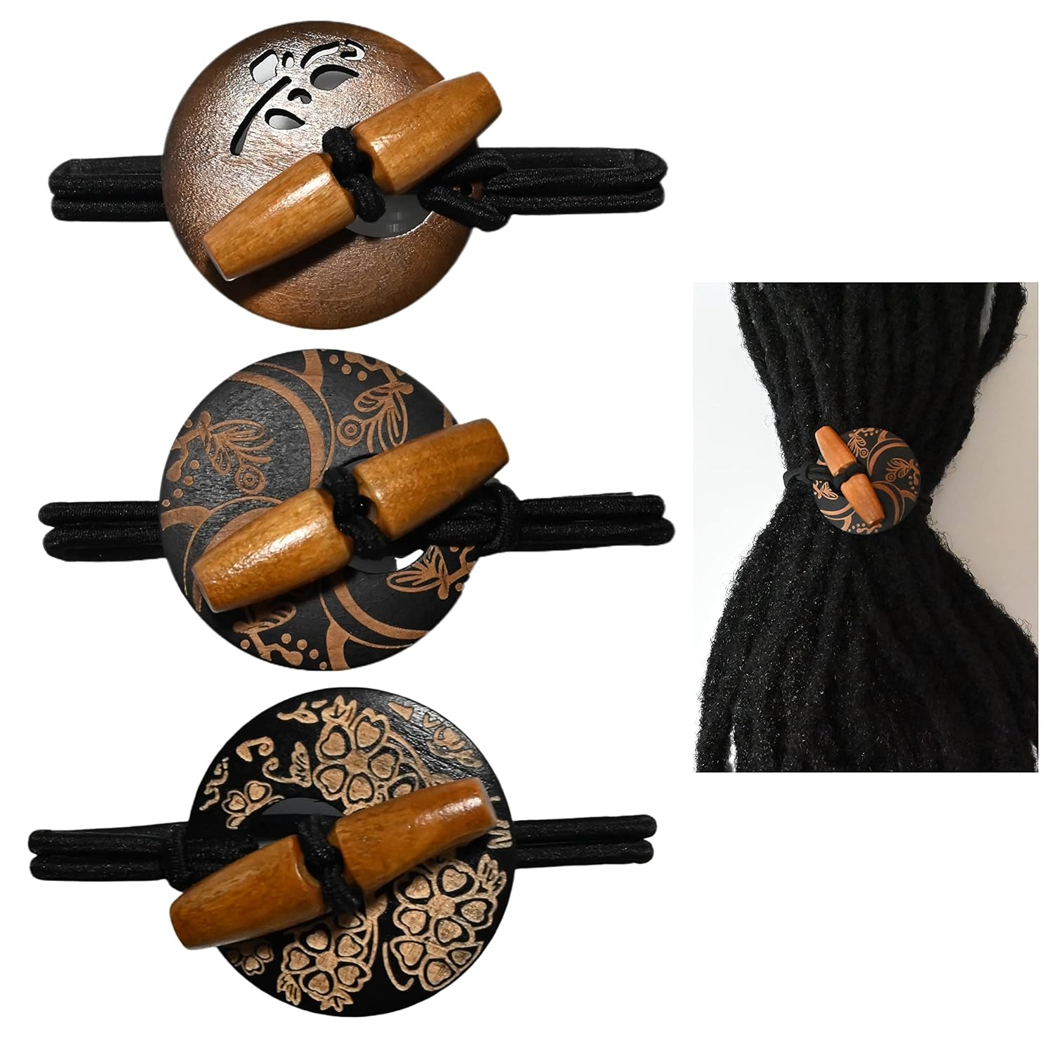 3 Pcs Extra Long Knotted Elastic Hair Ties for Dreadlocks & Thick Hair