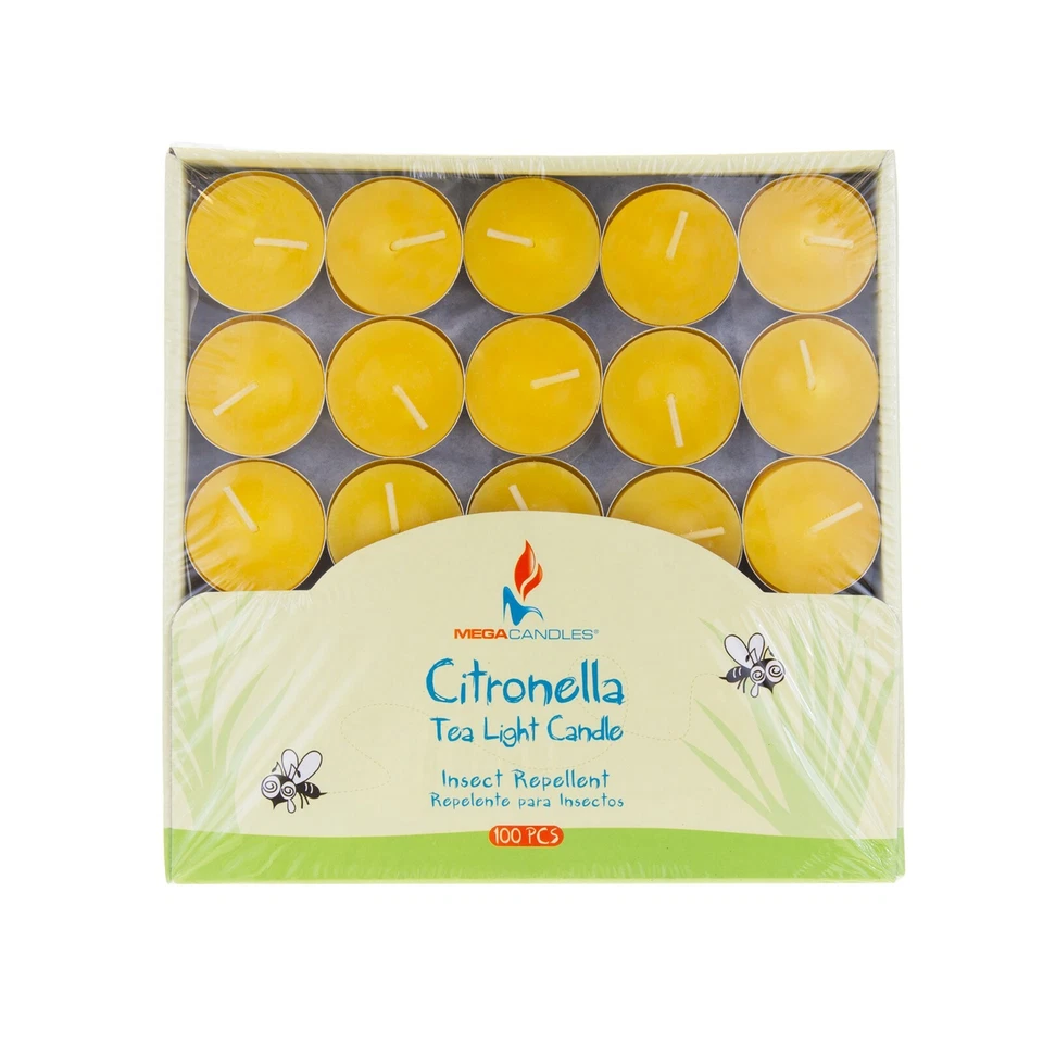 Mega Candles - Citronella Scented Tea Light Candles - Yellow, Set of 100 - Image 3 of 4
