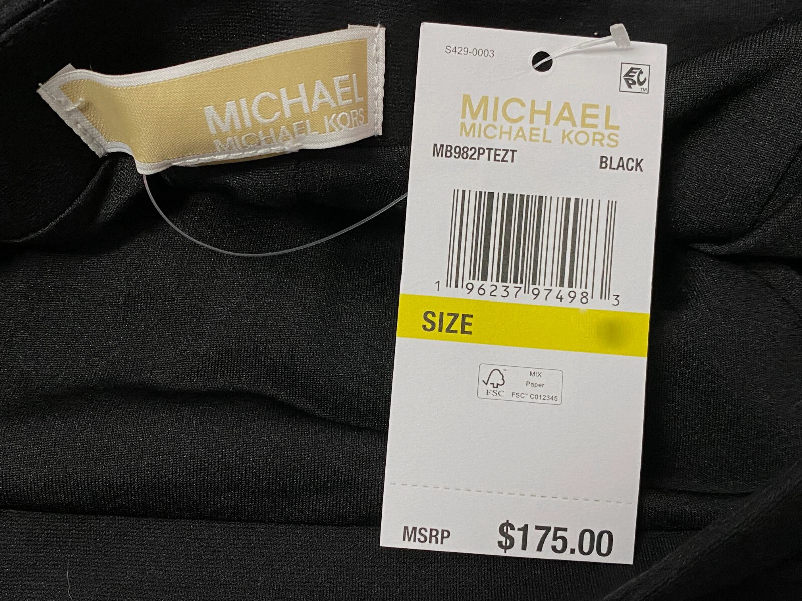 Abito donna Michael Kors nero scollo dritto senza maniche cintura catena taglia M