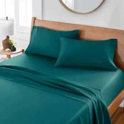 BETTER HOMES AND GARDENS Better Homes & Gardens 400 Thread Count Hygro Cotton Sheet Set, Full, Teal Rain