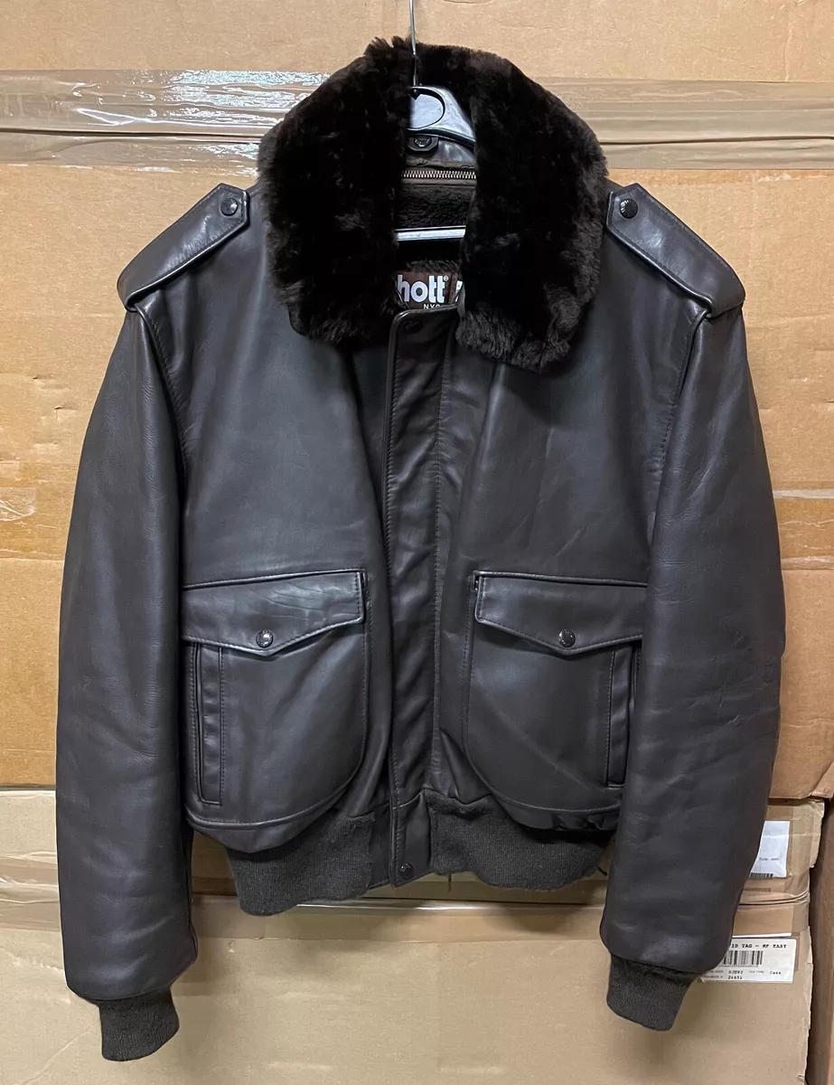 GENUINE VINTAGE US SCHOTT 684 SM LEATHER FLIGHT JACKET BROWN SUPER EX SIZE 50