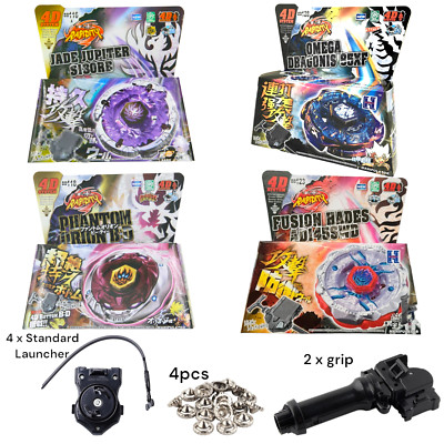 4x Metal Fusion Tops Bey + 4x Launchers + 2x Griffe Omega Xmast Pack | Burst X