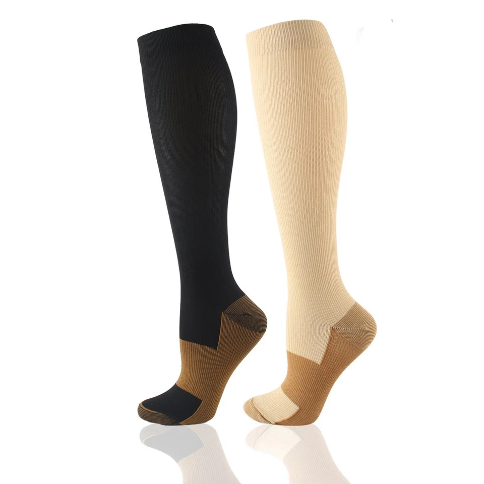 3 Pairs Copper Compression Socks | 20-30mmHg Anti Fatigue & Circulation Support - Image 2 of 4