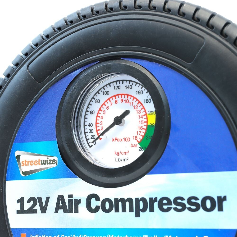 Compressore Aria Pompa Gonfiatore 12V Forma Pneumatici Auto Mini Display Analogico Swac13+cp - Miniatura 5