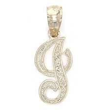 14k Yellow or White Gold Initial Letter I Alphabet A-Z Charm Pendant