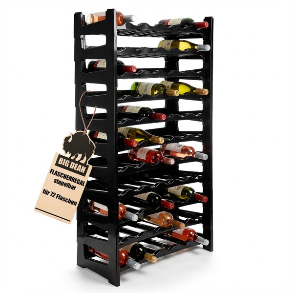 Flaschenregal Stapelbar FüR 72 Flaschen Weinregal Aus Kunststoff Bis 1,5 Liter-image